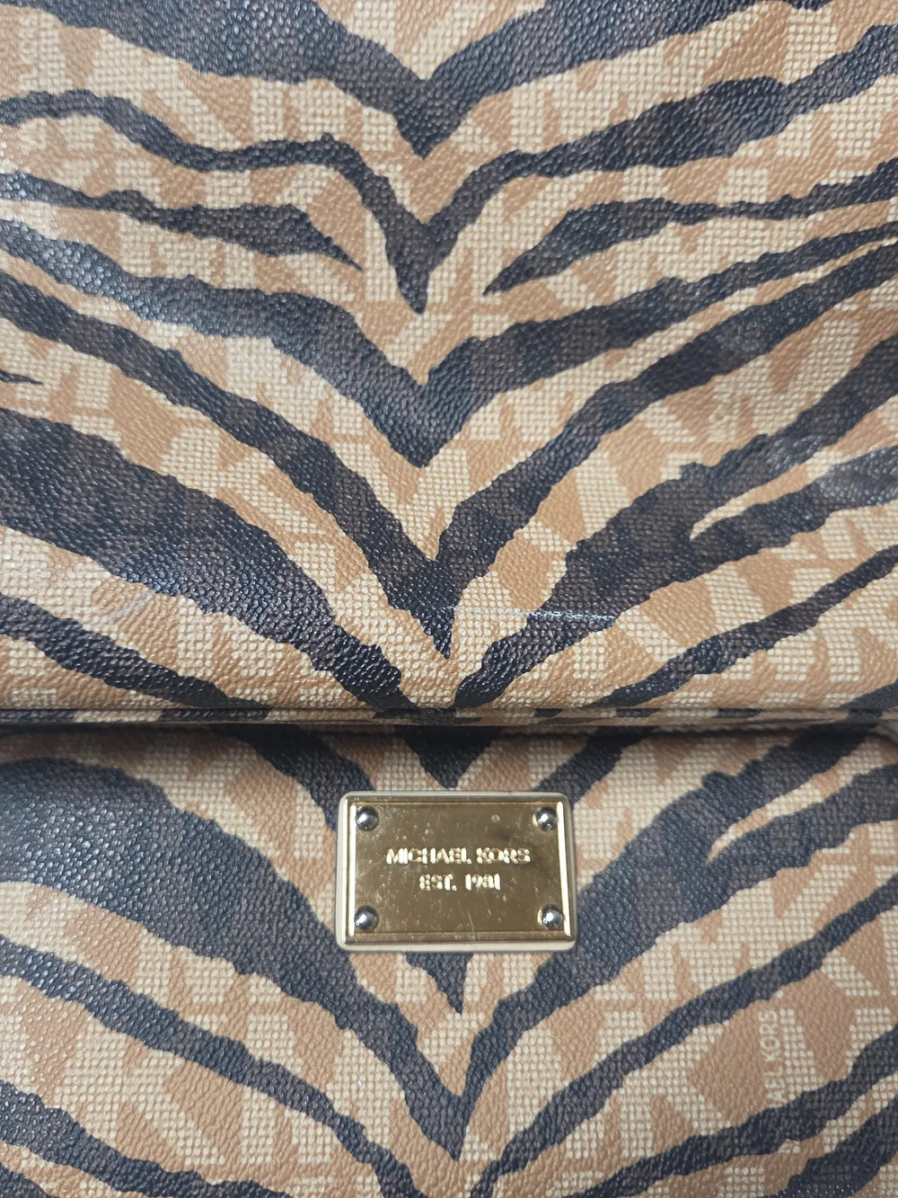Michael Kors Zebra-Print Bag with Matching Wallet Laptop Travel Tote